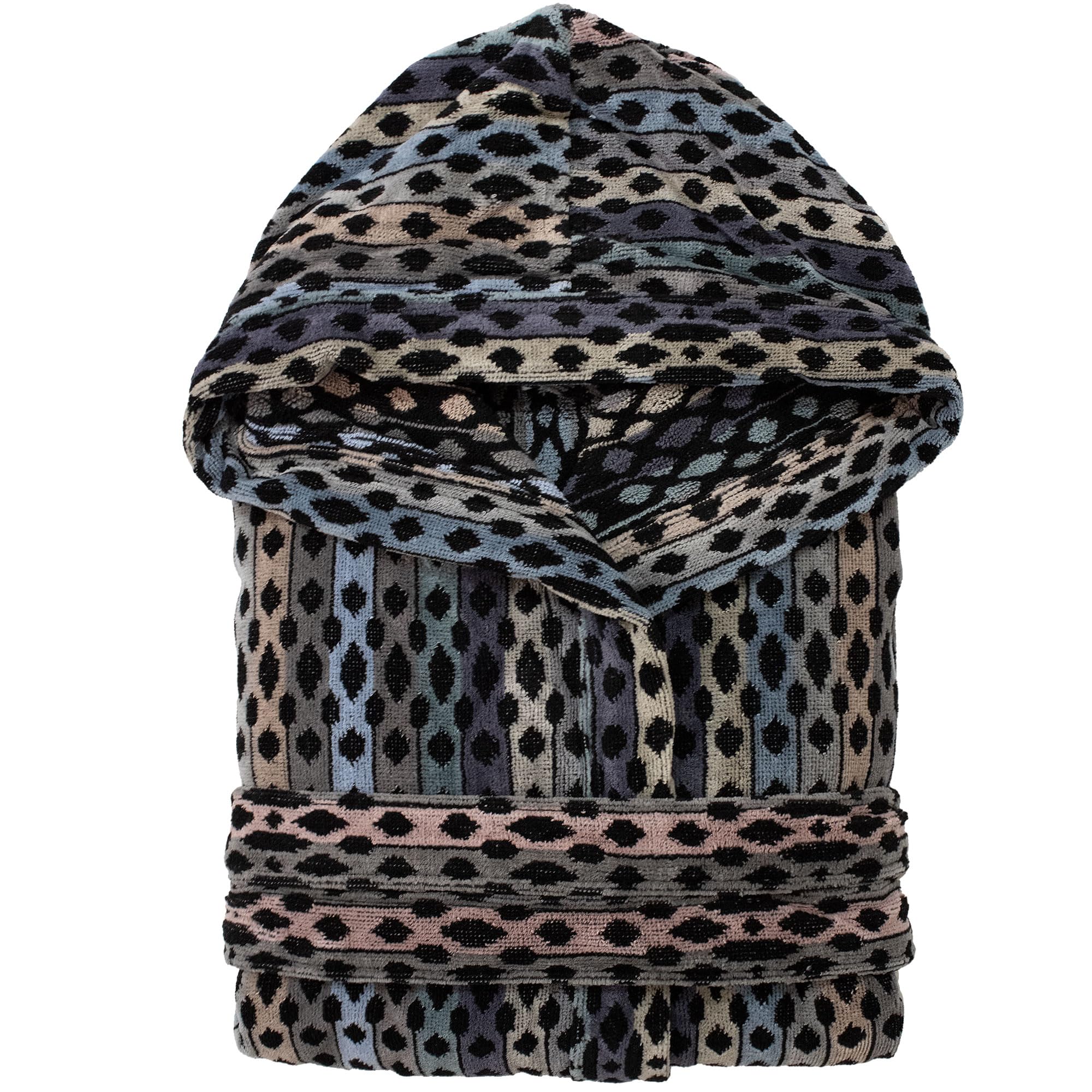 Accappatoio uomo donna in spugna velour cinigliato con cappuccio Jacquard 7126