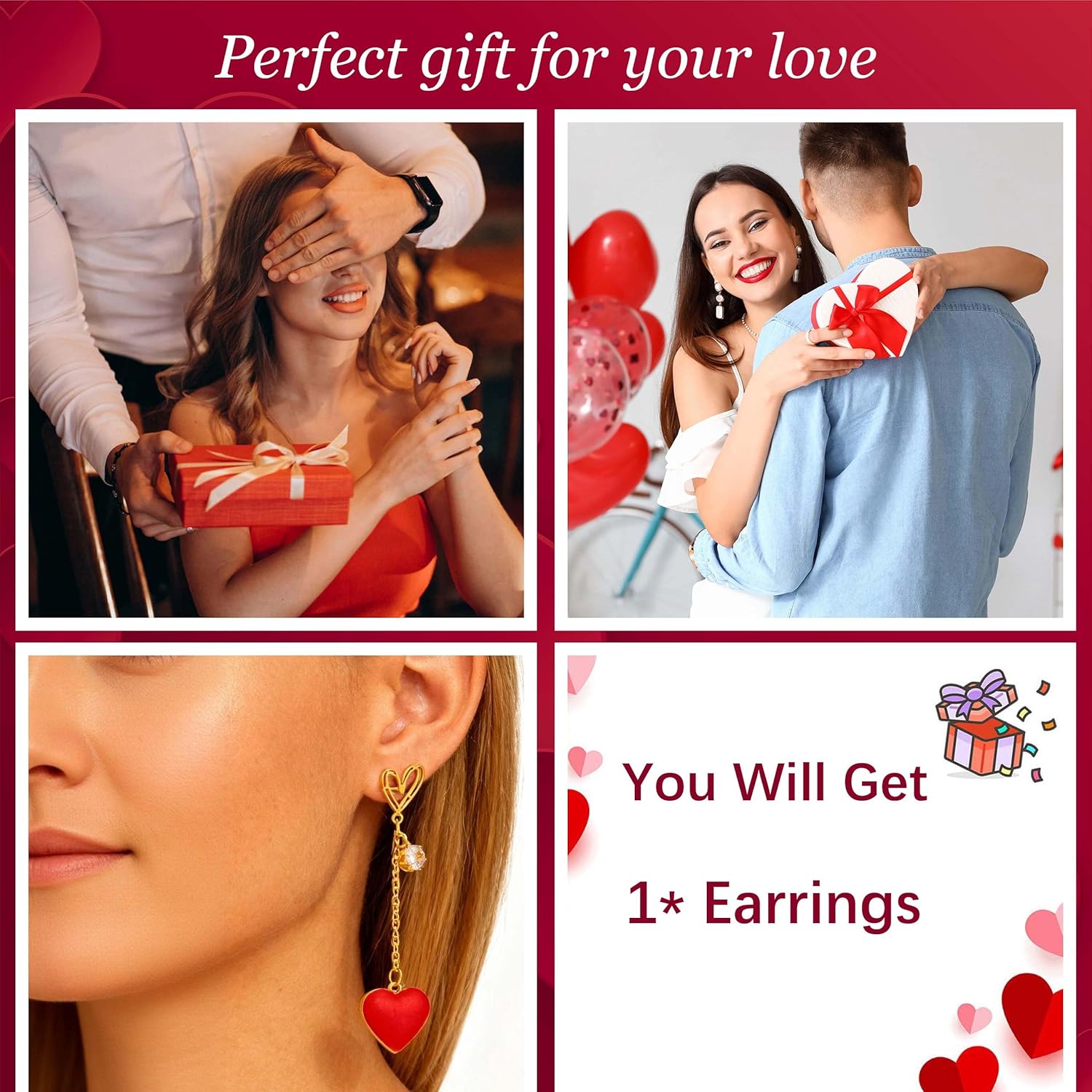 Valentines Day Gifts For Her Rhinestone Red Heart Earrings Drop Dangle Earrings Trendy Jewelry 2026 - Image 4