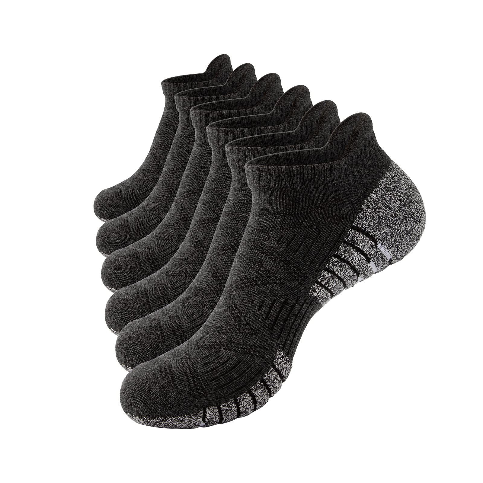 PenalkicRunning Socks Thick Cushion Cotton Socks Soft Sweat-wicking Athletic Socks Sports&Work for Men Women Teenagers Low Cut Odor-free Breathable Non-slip Socks (6 Pairs)