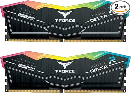 TEAMGROUP T-Force Delta RGB DDR5 32GB Kit (2x16GB) 6400MHz (PC5-51200) CL40 Desktop Memory Module Ram (Black) for Z690 - FF3D532G6400HC40BDC01