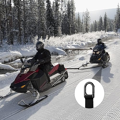 Miniatura 6 de moonoom Correa de remolque pesada para motos de nieve de 17.5 pies con dos ganchos, cuerda de remolque reforzada de emergencia de 881.8 lbs de