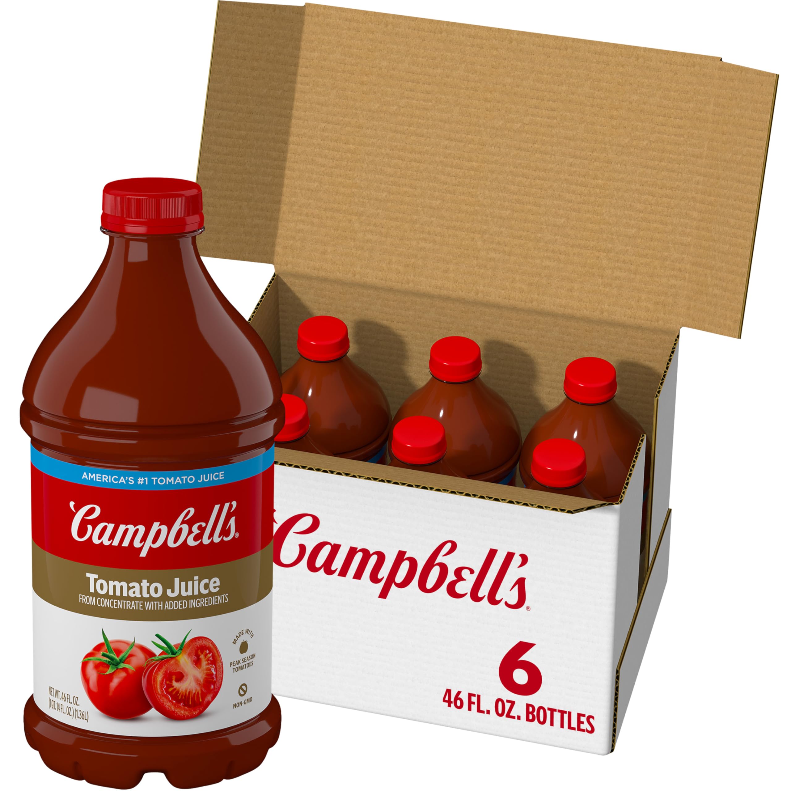 Amazon.com: Campbell's 100% Tomato Juice, 46 fl oz Bottle (6 Pack)