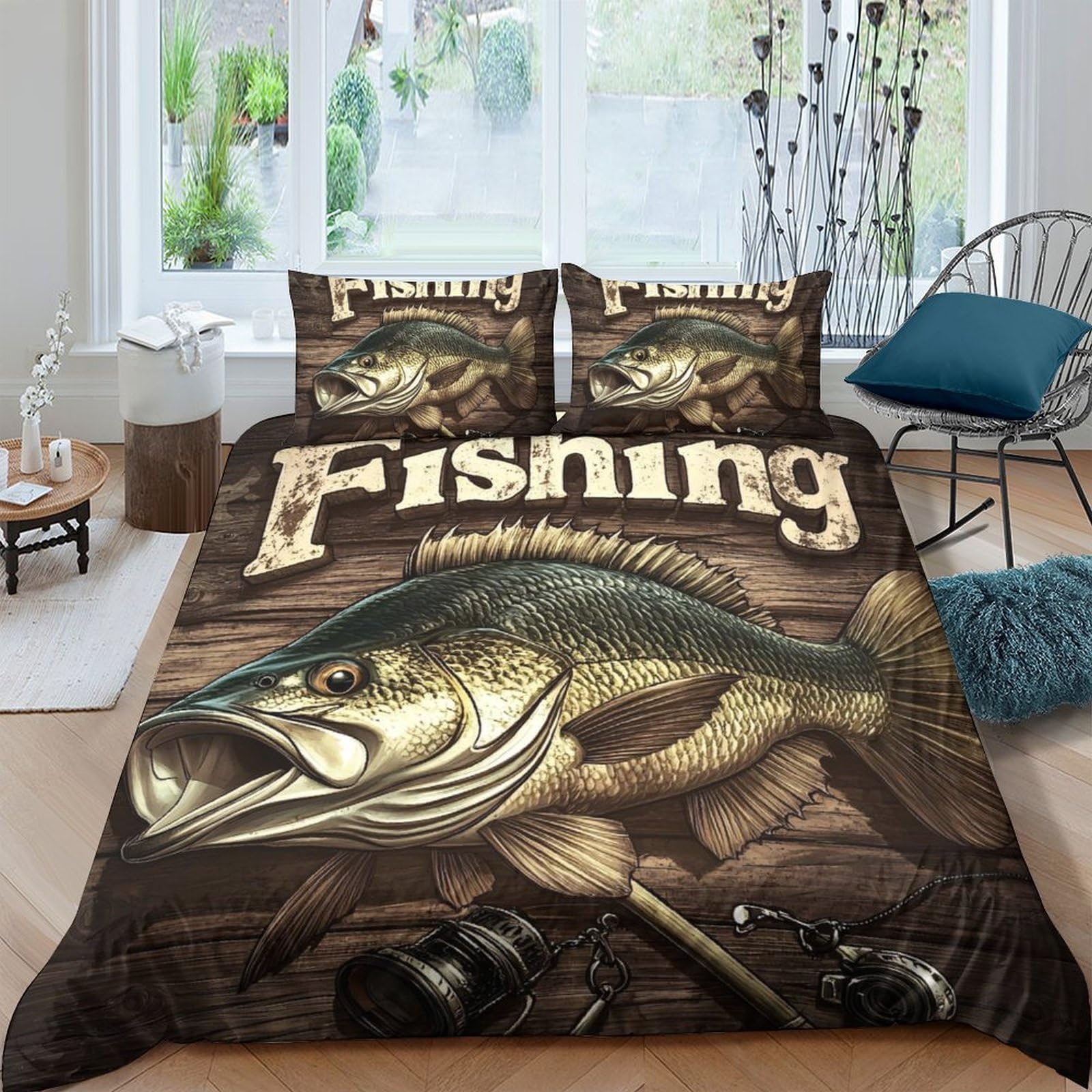 Ctjqhvkz Style-7 3D Printed Fishing Lure Fitted Sheet Microfiber Soft Brown Fish Graphic Bed Cover For Bedroom Dorm Mattress Protection Single（135X200cm）