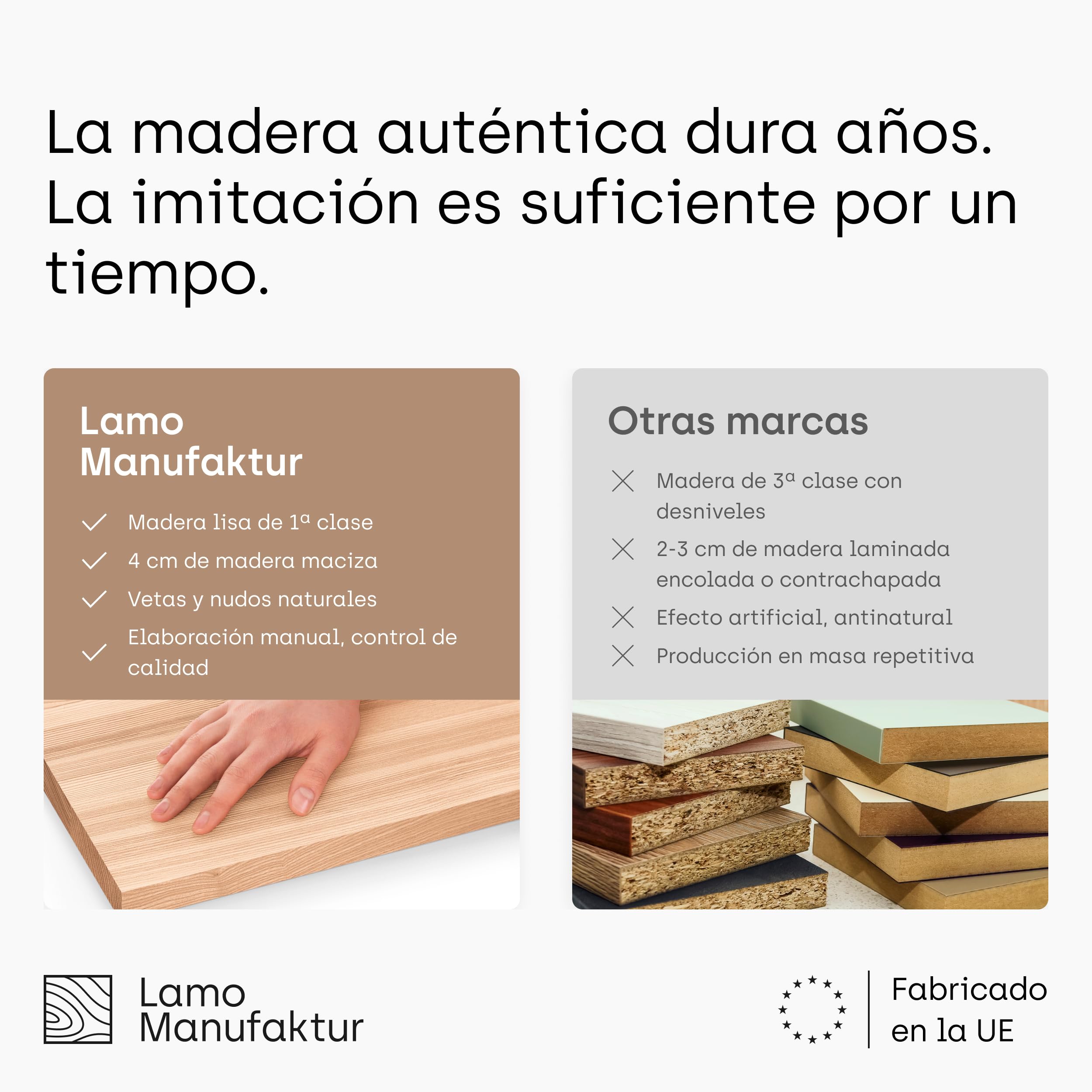 LAMO Manufaktur Estantería Flotante Pared de Madera con fijación Invisible | estanteria 40 cm Ancho para baño, Pasillo, Cocina | Color: Rustico, Borde: Natural | Madera Maciza, diseño Moderno