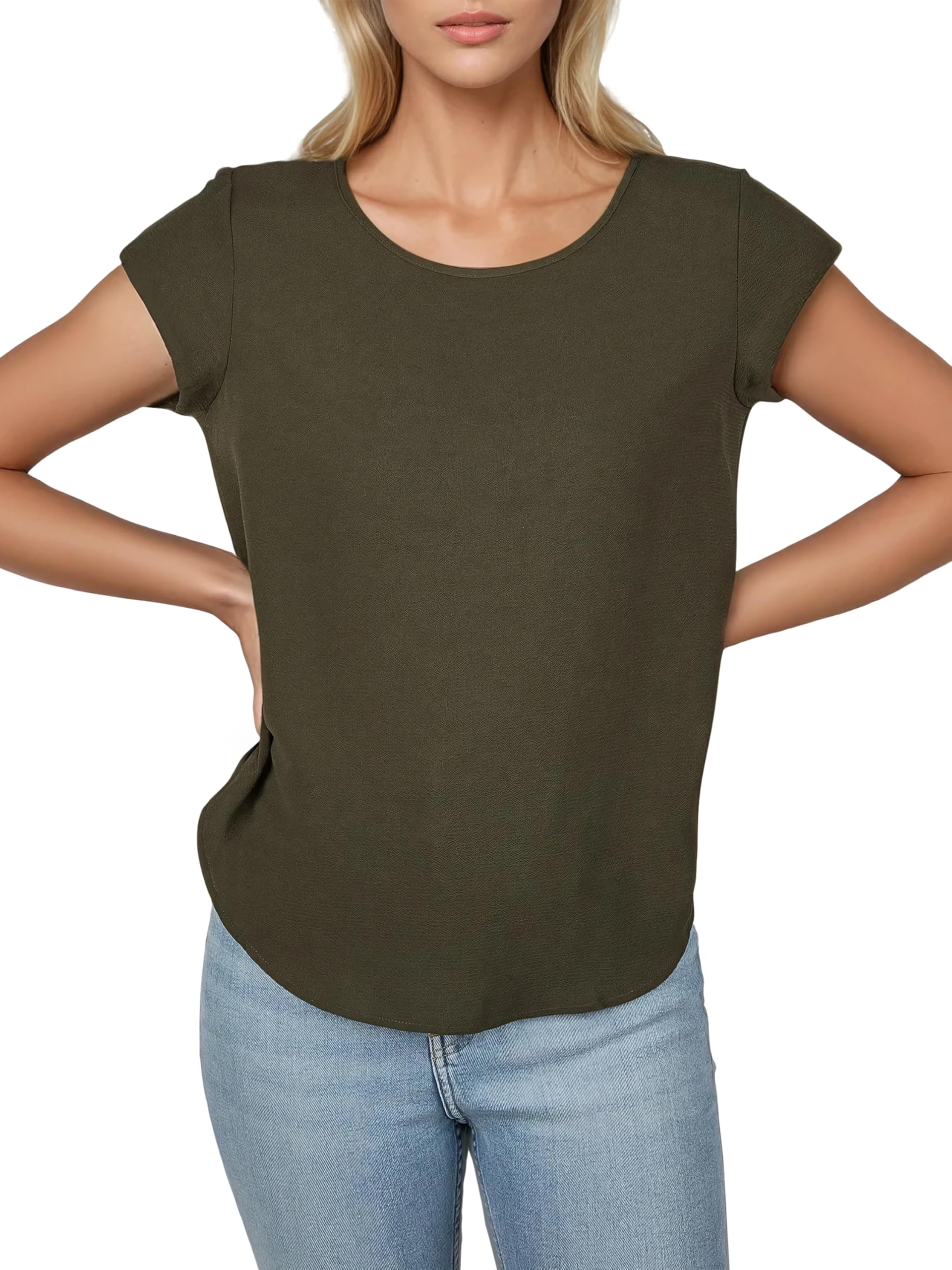 ONLY ONLVIC Lot de 2 t-shirts à col rond et manches courtes pour femme Coupe droite Motif basique Couleur unie Blanc Noir Vert Rose Bleu 34 36 38 40 42 44, Rosin (15284243), 38