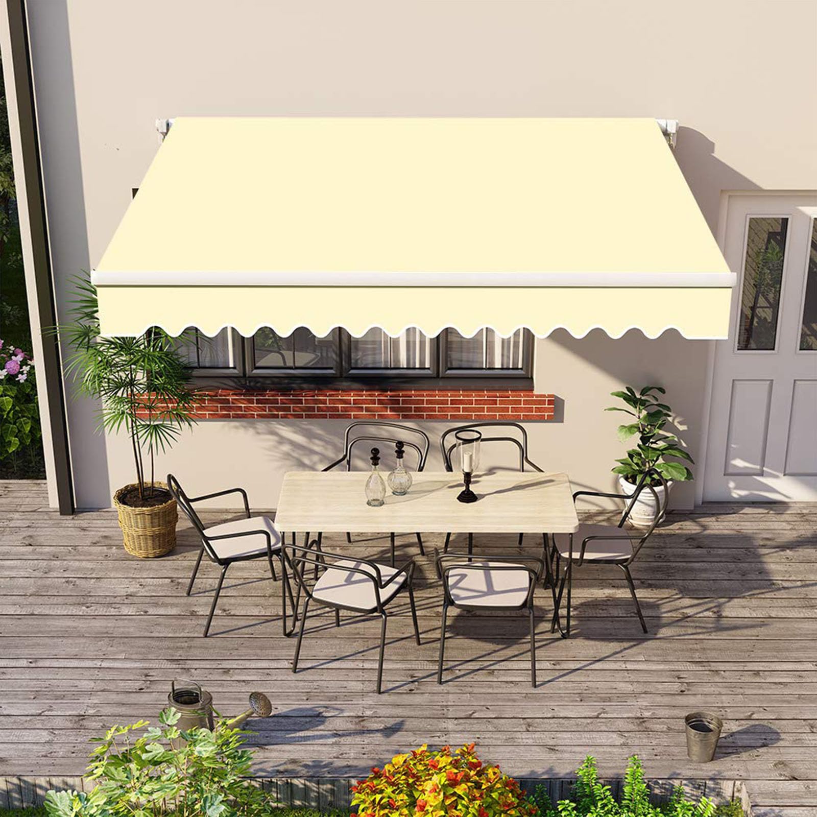 Replacement Awning Fabric, with Valance, Water-Repellent Durable, With Uv Protection, Made of Oxford cloth, Shade Canvas, for Outdoor Deck Balcony Yard Shop,001,(6.6x5ft) 2x1.5m
