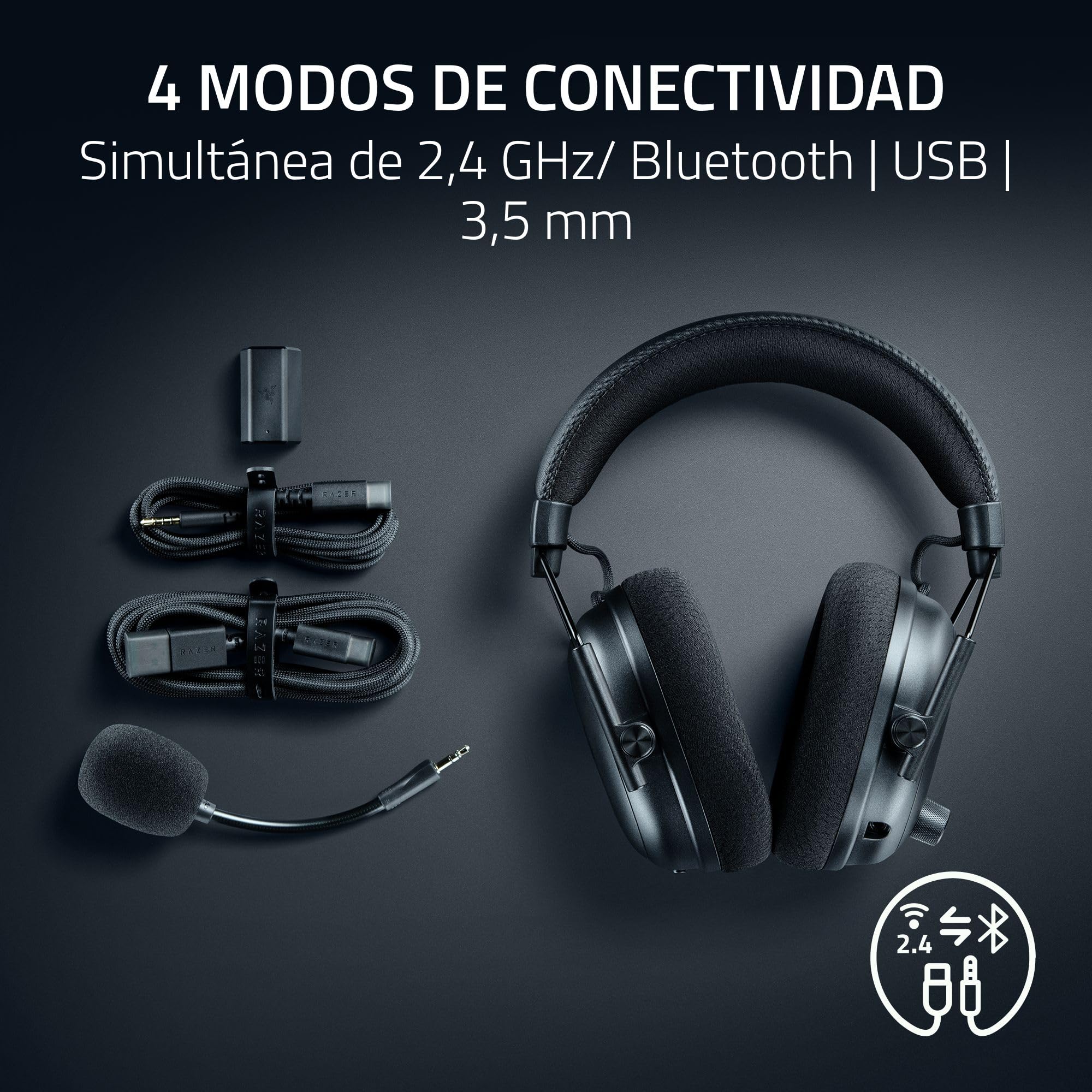 Razer BlackShark V3 Pro CS2 - Auriculares e-Sports inalámbricos con cancelación de Ruido ANC - Diafragmas 50 mm - Micrófono Desmontable - HyperSpeed 2,4 GHz & Bluetooth - PC/Mac | Dragon Lore