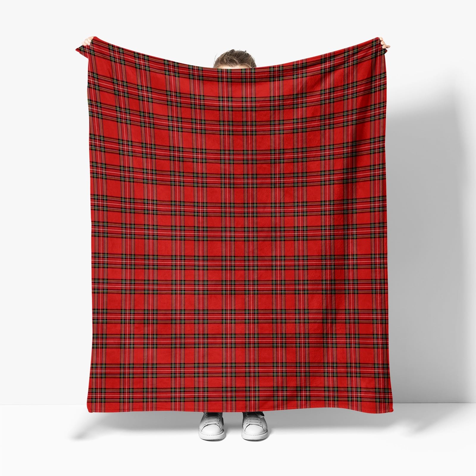 Coperta Plaid in Flanella di Pile Motivo scozzese rosso 180x200 cm Super Morbida e Calda Coperta in Microfibra Letto Matrimoniale Singolo, Coperte per Bambina Bambino Regalo