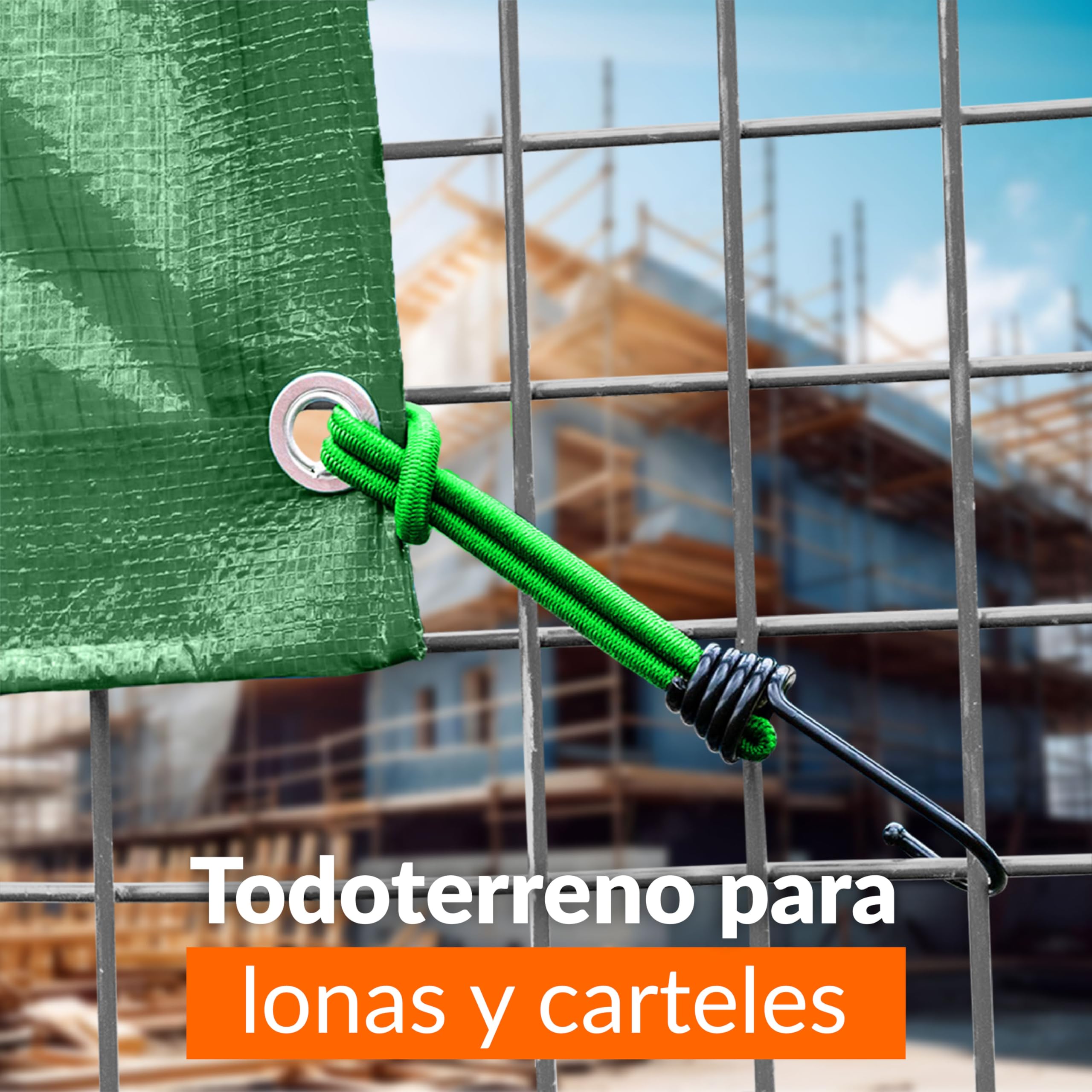 Upgrade4cars 25 Tensores Elasticos con Ganchos | Cuerdas Elásticas Verde de Goma Pequeño para Lonas, Remolques etc.