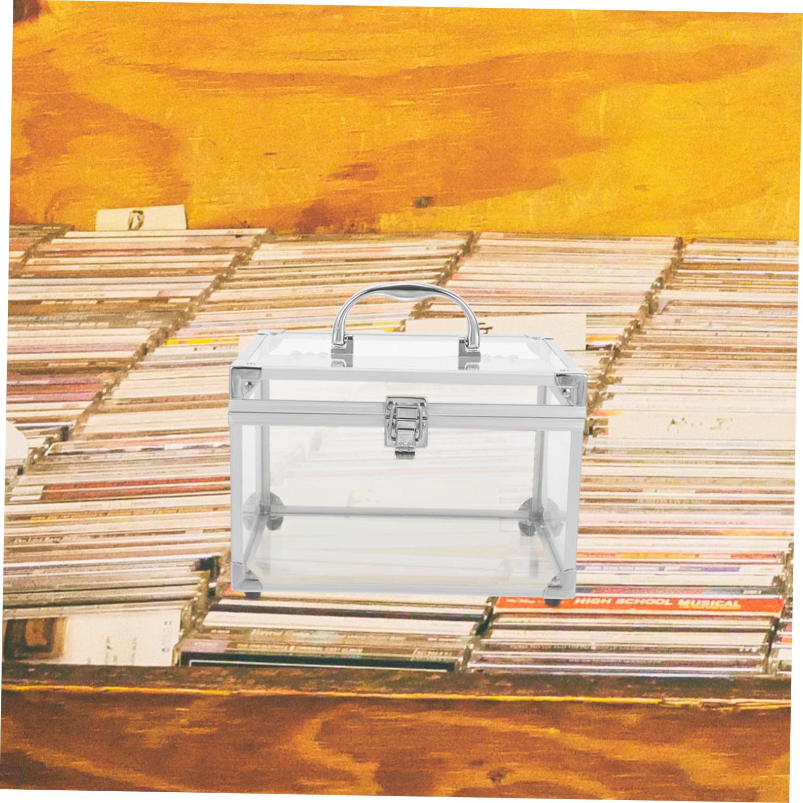 iplusmile Organizer per CD e Dvd in Acrilico Trasparente con Maniglia Custodia Resistente per Album e Porta Dischi Capacità Salvaspazio per e Viaggio