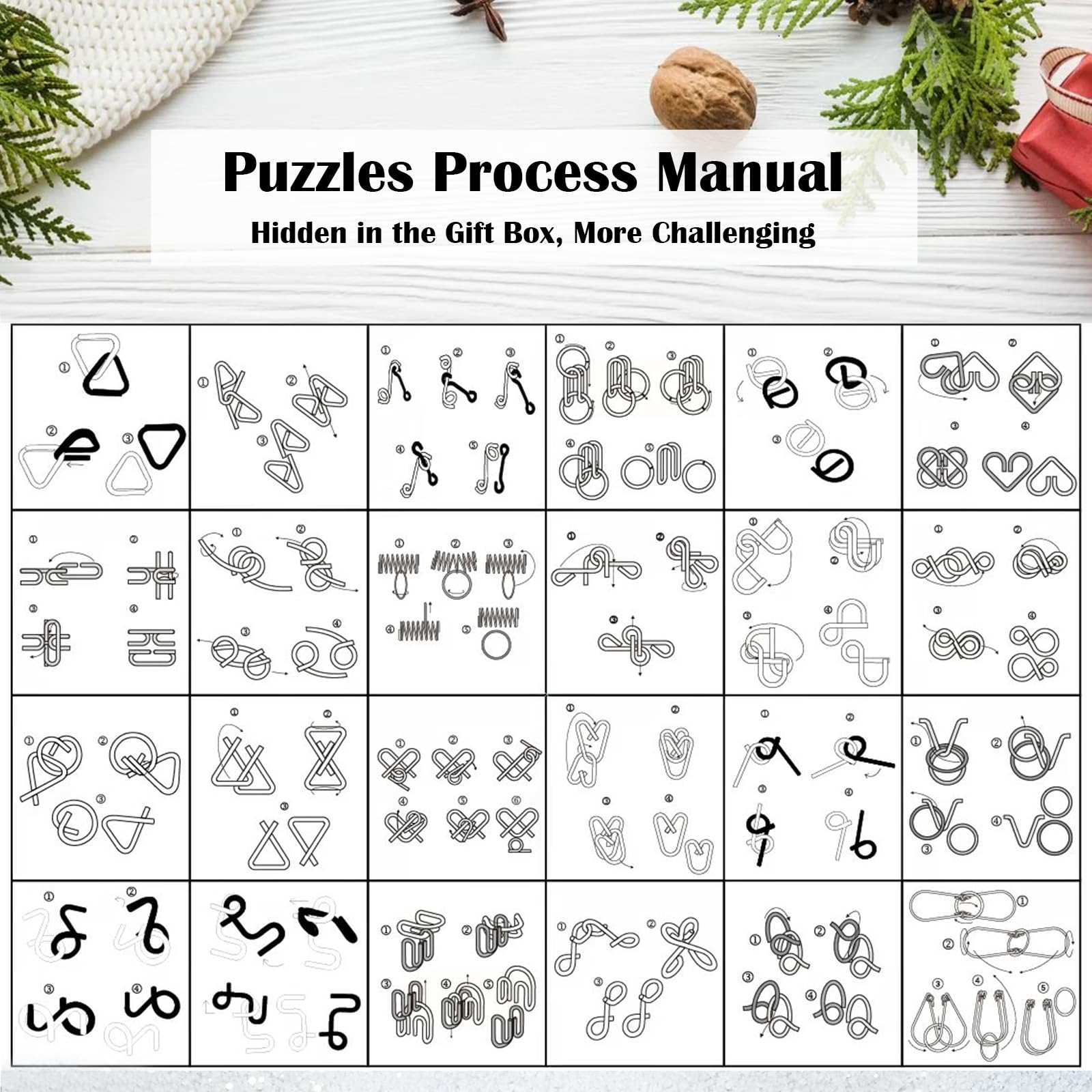 GEEKEO Calendario Adviento 2025 para Niño y Adultos Rompecabezas de Metal con 24 Sorpresas, Christmas Calendario Adviento Regalo para Niños y Niñas