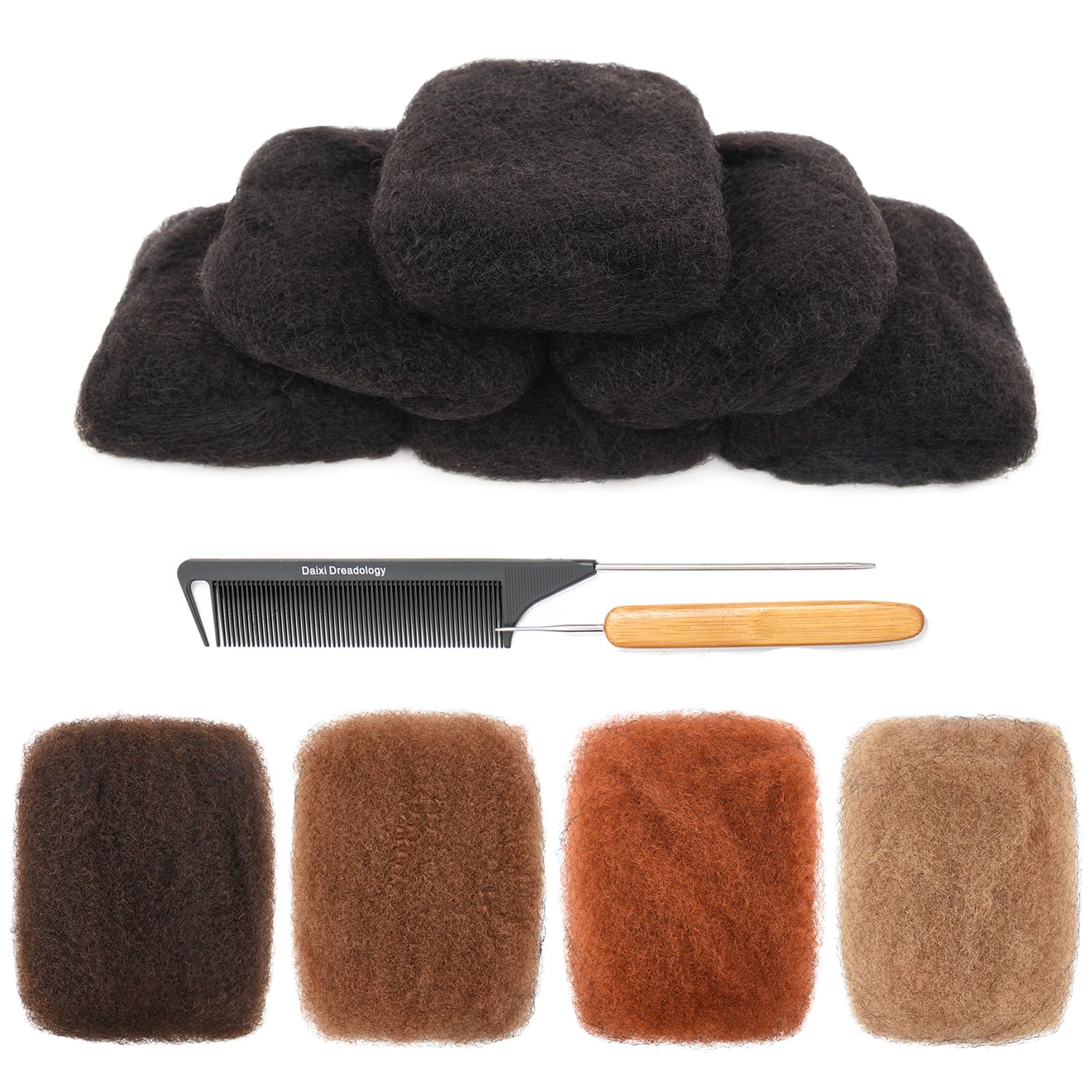 DAIXI 50 Gram Afro Kinkys Bulk Human Hair, Fluffy Soft Kinky Curly Bulk for Dreadlocks Repairing, Micro Twist Braiding, Length and Thickness Extending