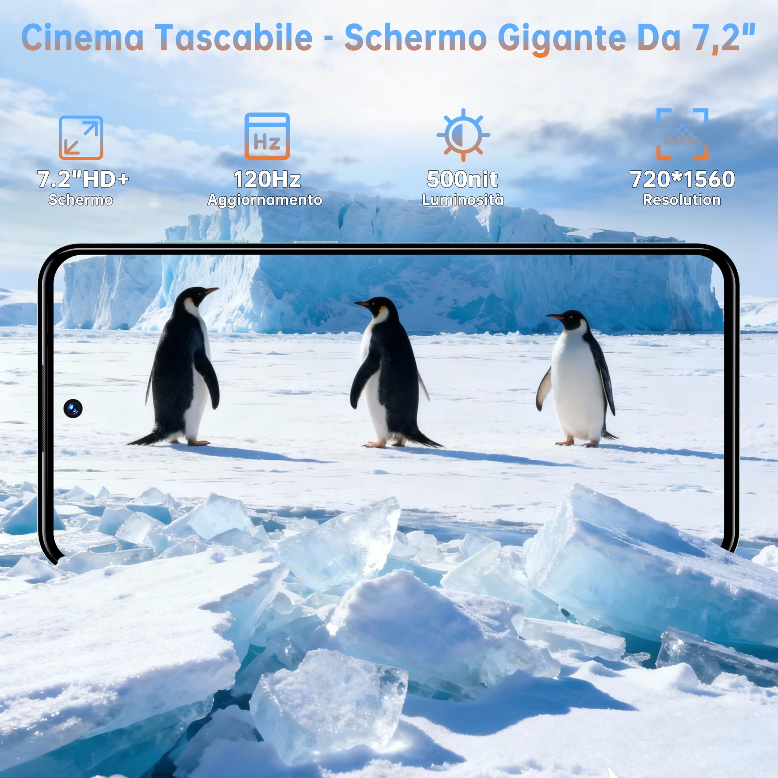 OUKITEL C68 Smartphone 2026 Android 15-7,2" HD+ 120Hz Telefono - 16GB RAM + 128GB ROM/1TB TF Cellulare 6000mAh 64MP+8MP Cellulari e Smartphone Dual SIM 4G /Face ID/Fingerprint/OTG Blu