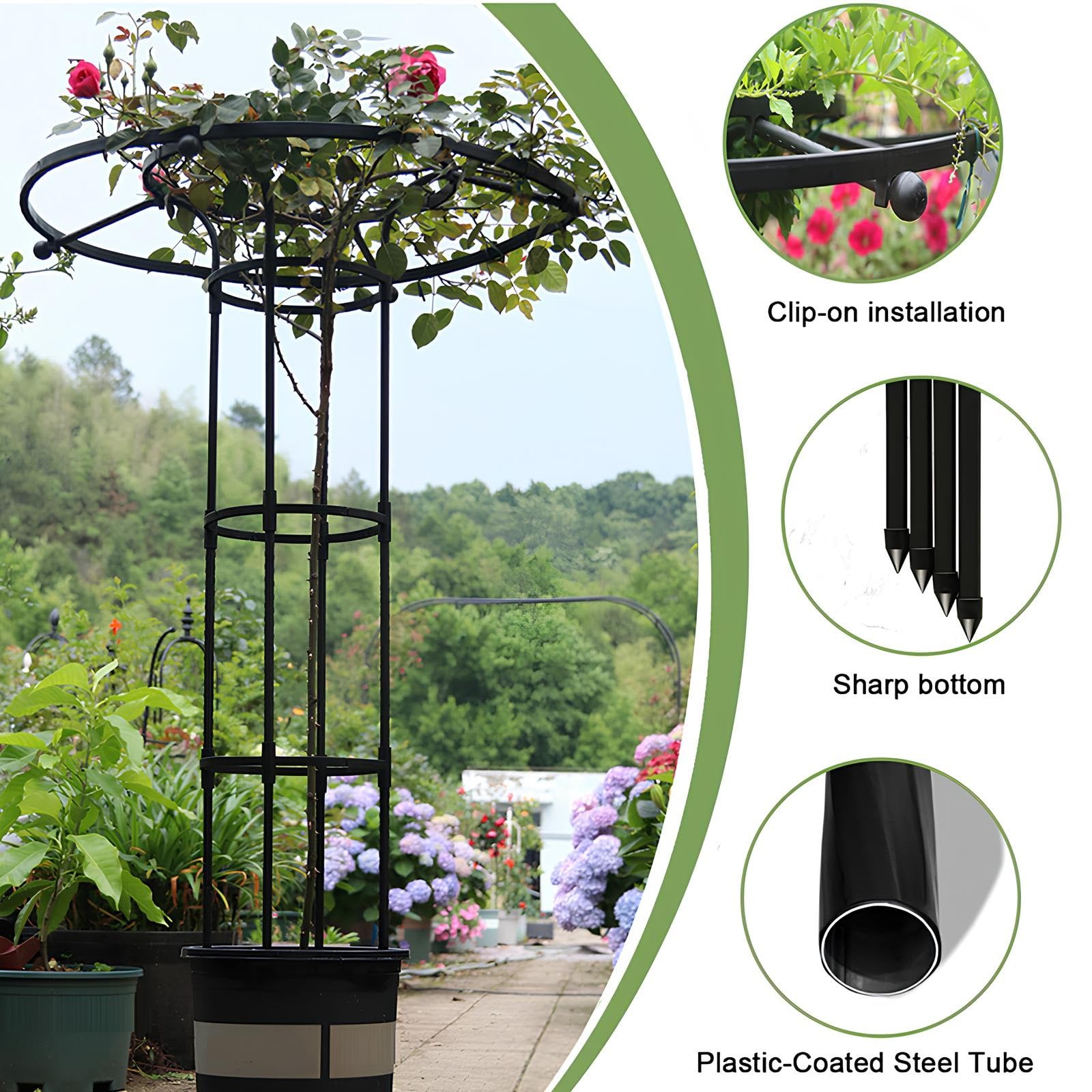 Obélisque De Jardin pour Plantes Grimpantes Exterieur 90-210cm, Support Tuteur Amovible pour Roses Clématites Et Tomates, Pot Et Parterre(White,120cm/47.2in)