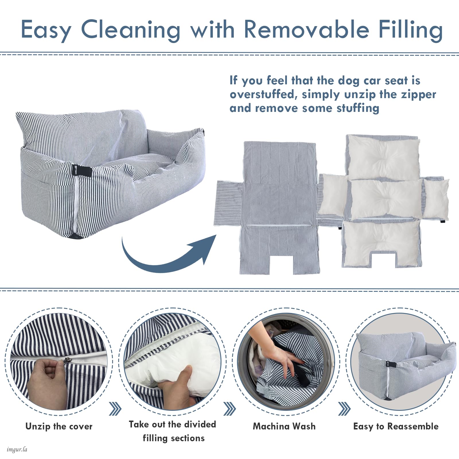 Siège auto pour chiens de grande taille jusqu'à 36 kg, lavable, pour banquette arrière de voiture, portable, avec 2 laisses de sécurité et support antidérapant