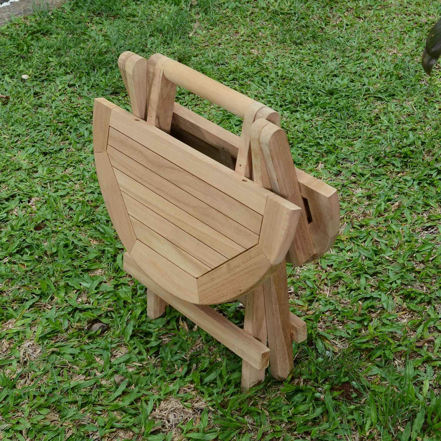 Teck'Attitude Table Basse Pliante Ronde en Teck Massif Kuta ø 50 cm