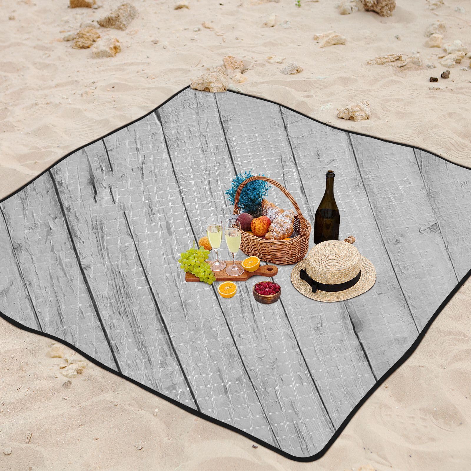 Manta impermeable plegable de grano de madera blanca, resistente al agua, manta impermeable para adultos, parejas, regalo Sabana para picnic
