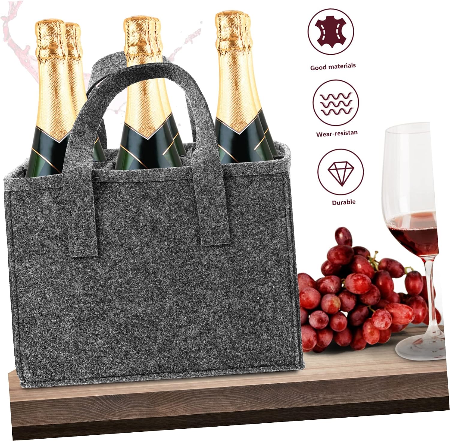 6 Bottle Felt Wine Carrying Bag Dividers for Portable Storage