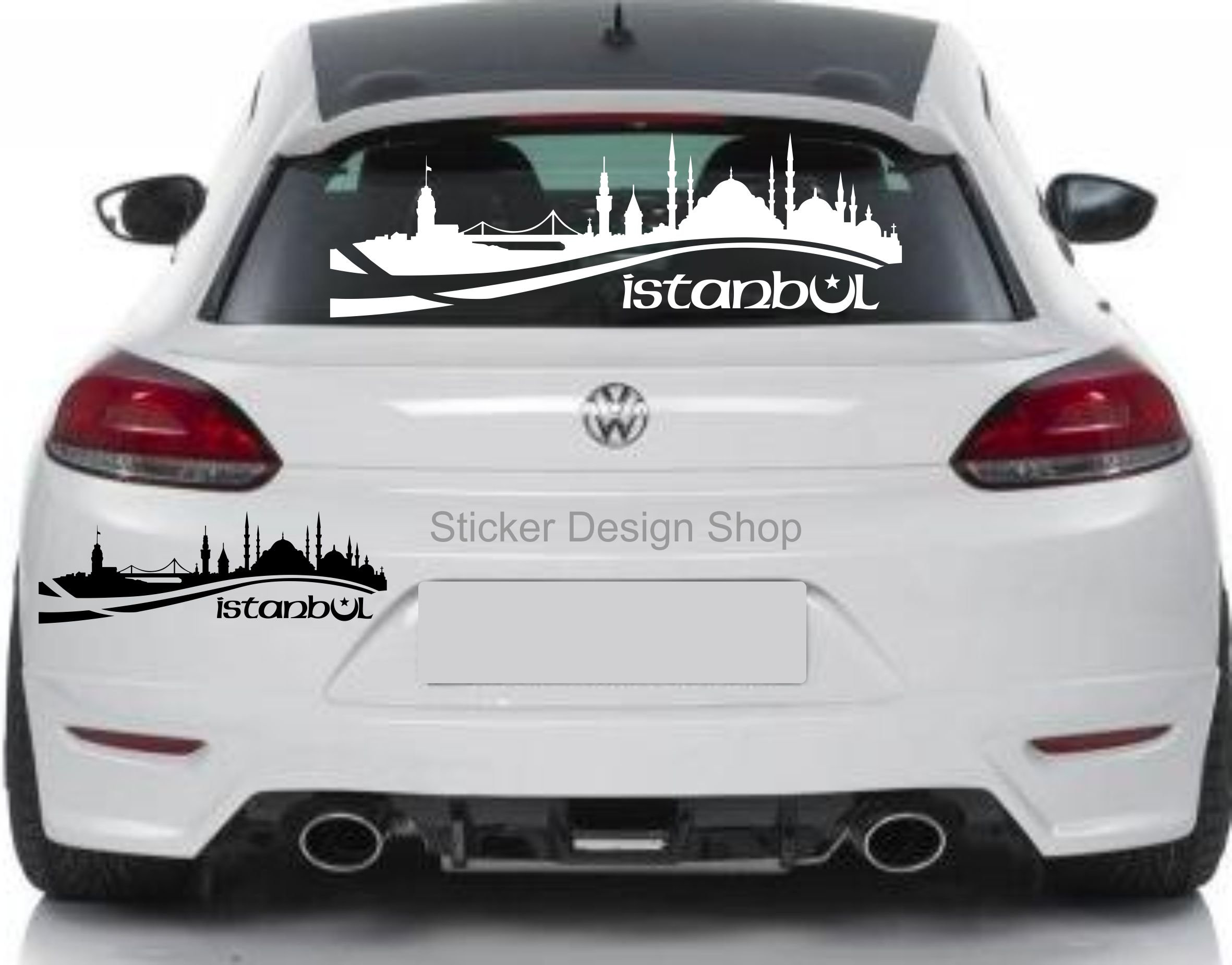 Sticker Istanbul city skyline autocollant turquoise 100 x 33 cm pour voiture et PC mural