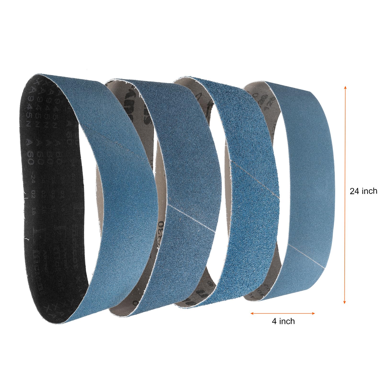 QUARKZMAN 8 Piezas 4 X 24" Bandas De Lijado 2 Piezas Cada Una De Lija De Óxido De Circonio De Grano 40/60/80/120 Para Metal Carpintería Reparación Automotriz