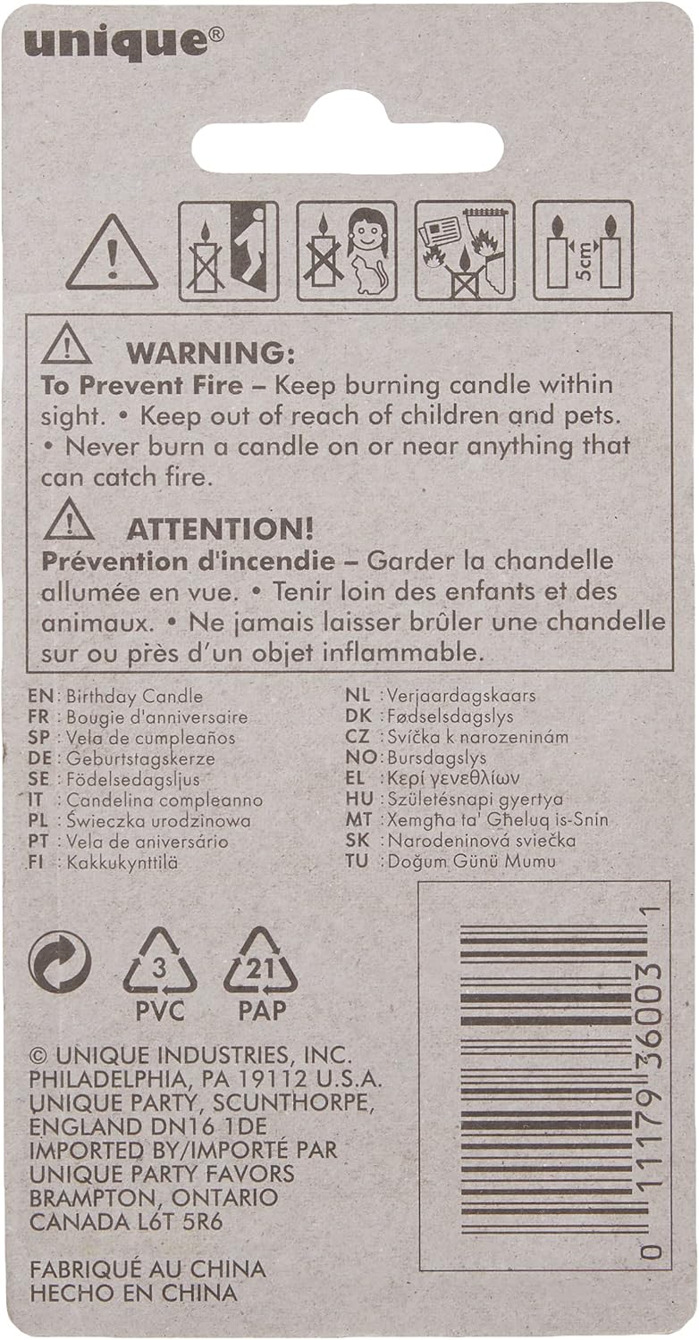 Unique Deluxe Number 3 Birthday Candle, 5", White & Red