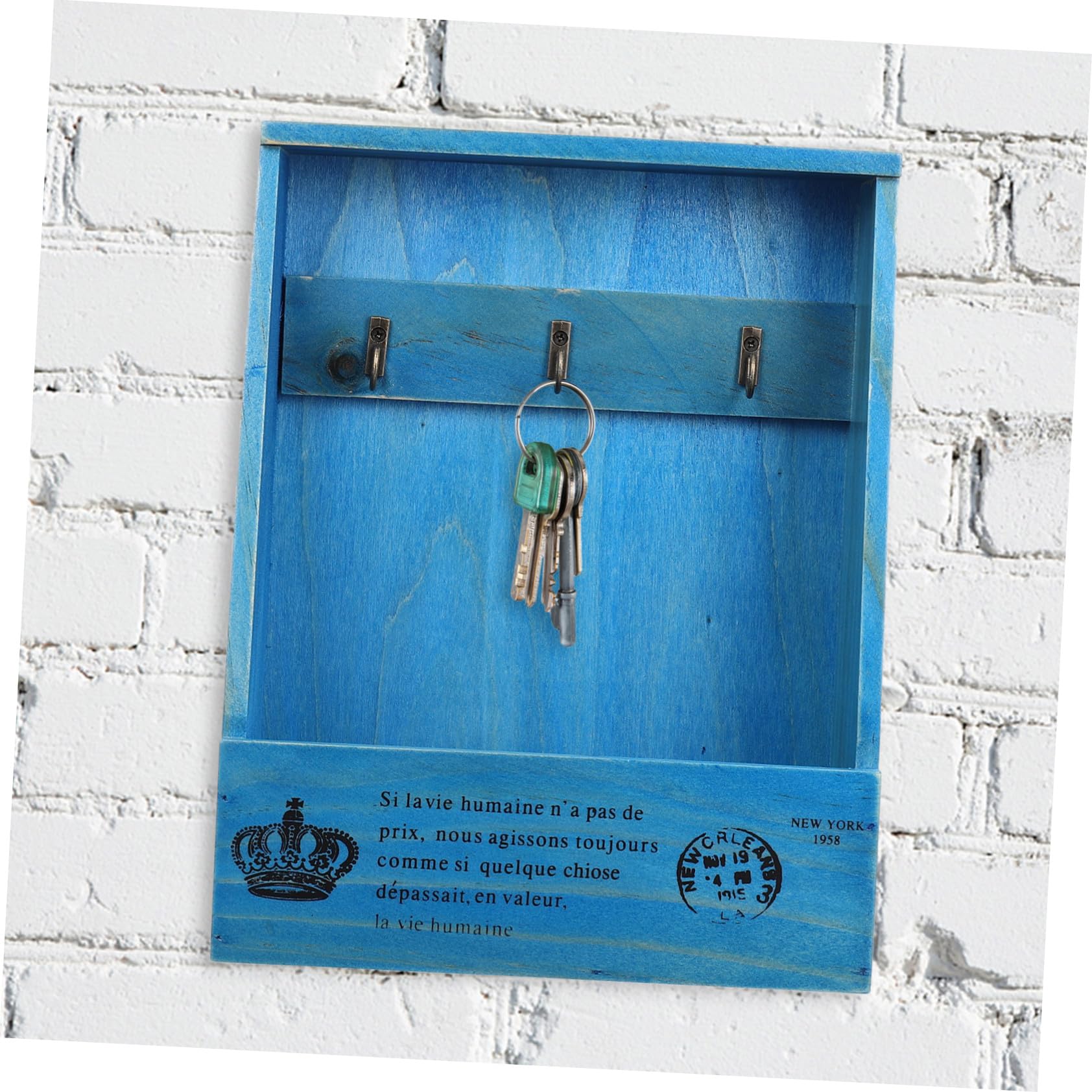 Gatuida Contenitore per Chiavi da Parete in Legno Blu, Stile Creativo