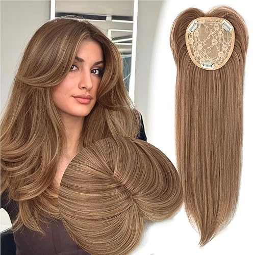 Miniatura 7 de Adancyler Extensiones de cabello sintético con clip para mujer, ligeras y transpirables (14 pulgadas, marrón oscuro)