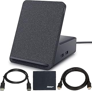 Kit for Dell Dual Charge Dock HD22Q Type-C Connector, 90W, Qi Enabled Charging, Wake-on-Dock, Smartphone Rest + ZoomSpeed HDMI Cable + DisplayPort Cable - Hub Bundle