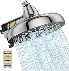 SR SUN RISE Conjunto de cabeça de chuveiro pressurizada de 20 cm, com 2 cartuchos de filtro de troca rápida, filtro de chuveiro de 18 estágios, filtro de 3 modos, cabeça de chuveiro para remover cloro