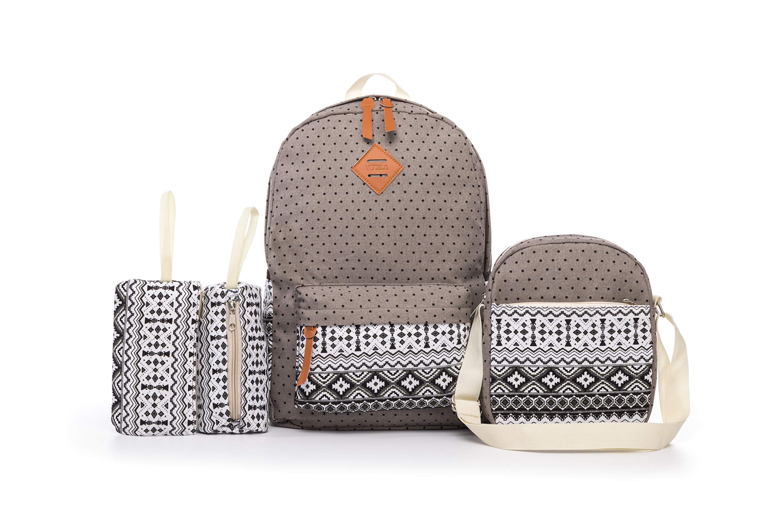 VEZELA Set of 4 Casual Laptop Bag (35L) with Lunch Bag, Pencil Case & Pouch, School Bag for Girls and Boys, College Bags for Girls, Laptop Backpack (Grey Set of 4 New) (B089YR6SR4) Amazon Price History, Amazon Price Tracker