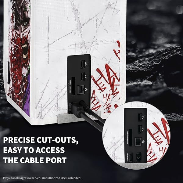 PlayVital Funda Vertical Antipolvo para Xbox Series X - Cubierta Protectora Resistente al Agua con Forro Suave y Acceso Fácil a Puertos, Accesorio Compatible con Xbox Series X Consola (Clown Hahaha) - 3