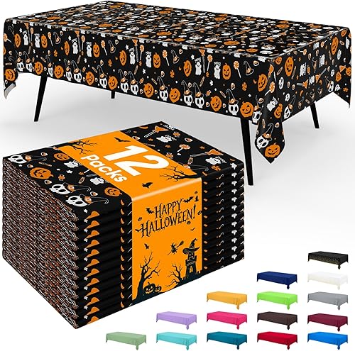 Miniatura 78 de Smiry - Juego de 6 manteles desechables, manteles rectangulares impermeables de 54 x 108 pulgadas para fiestas, mantel de plástico decorativo, a