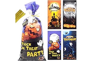 50 Pack Halloween Twist Tie Cellophane Trick or Treat Bags