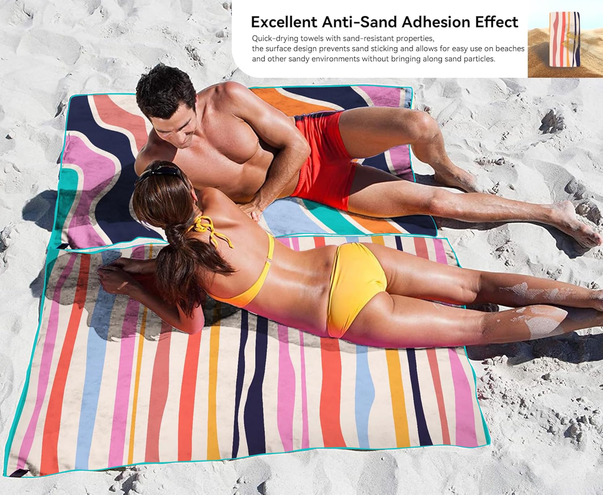 Style Slice Beach Towel Extra Large Microfibre Towel Beach Towels, Lightweight Microfibre Beach Towels for Adults, Travel Towels Quick Dry Large 180x90cm - Image 3