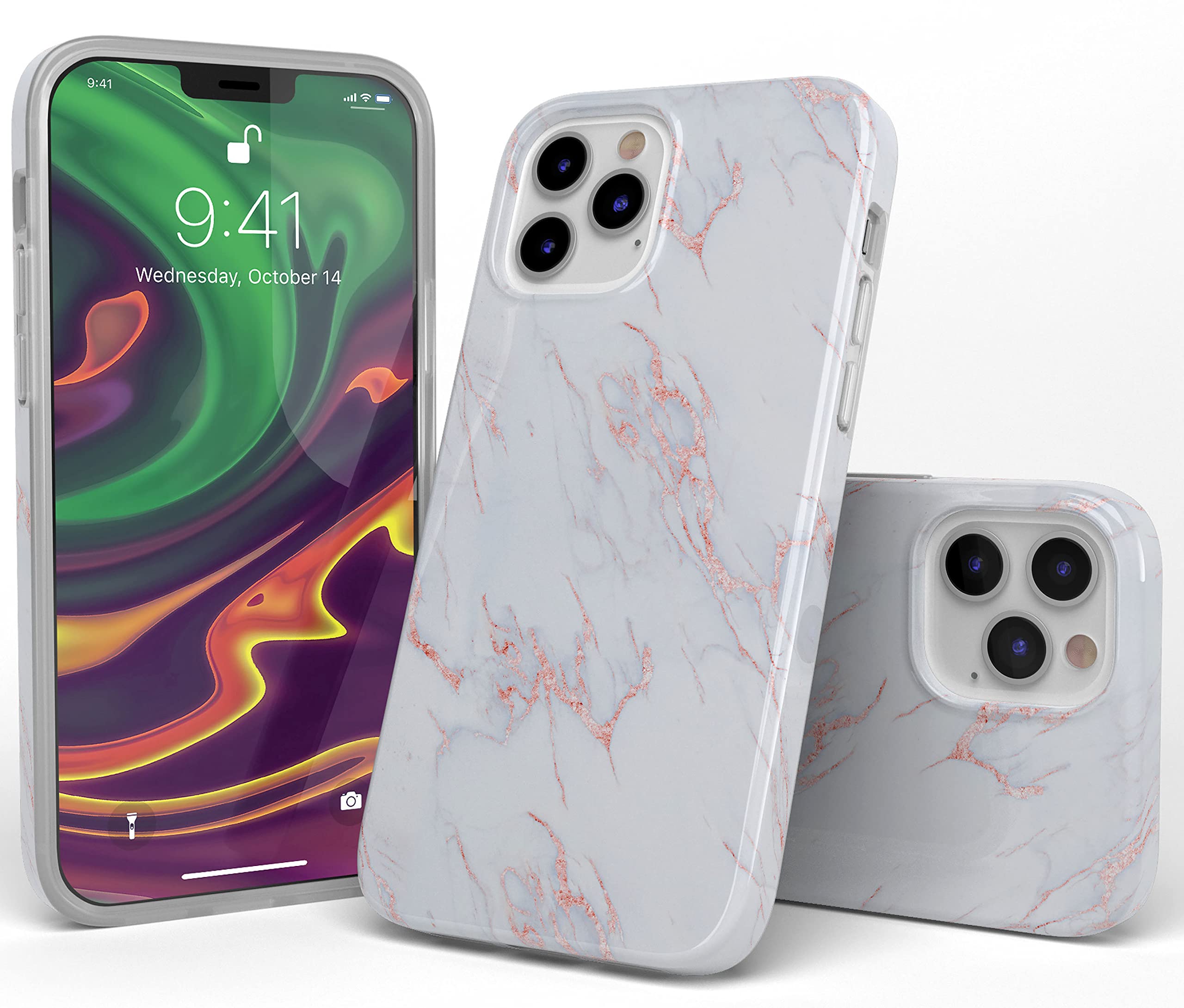 Amazon.co.jp: Casely iPhone 12/12 Pro 美しいホワイトとピンクの