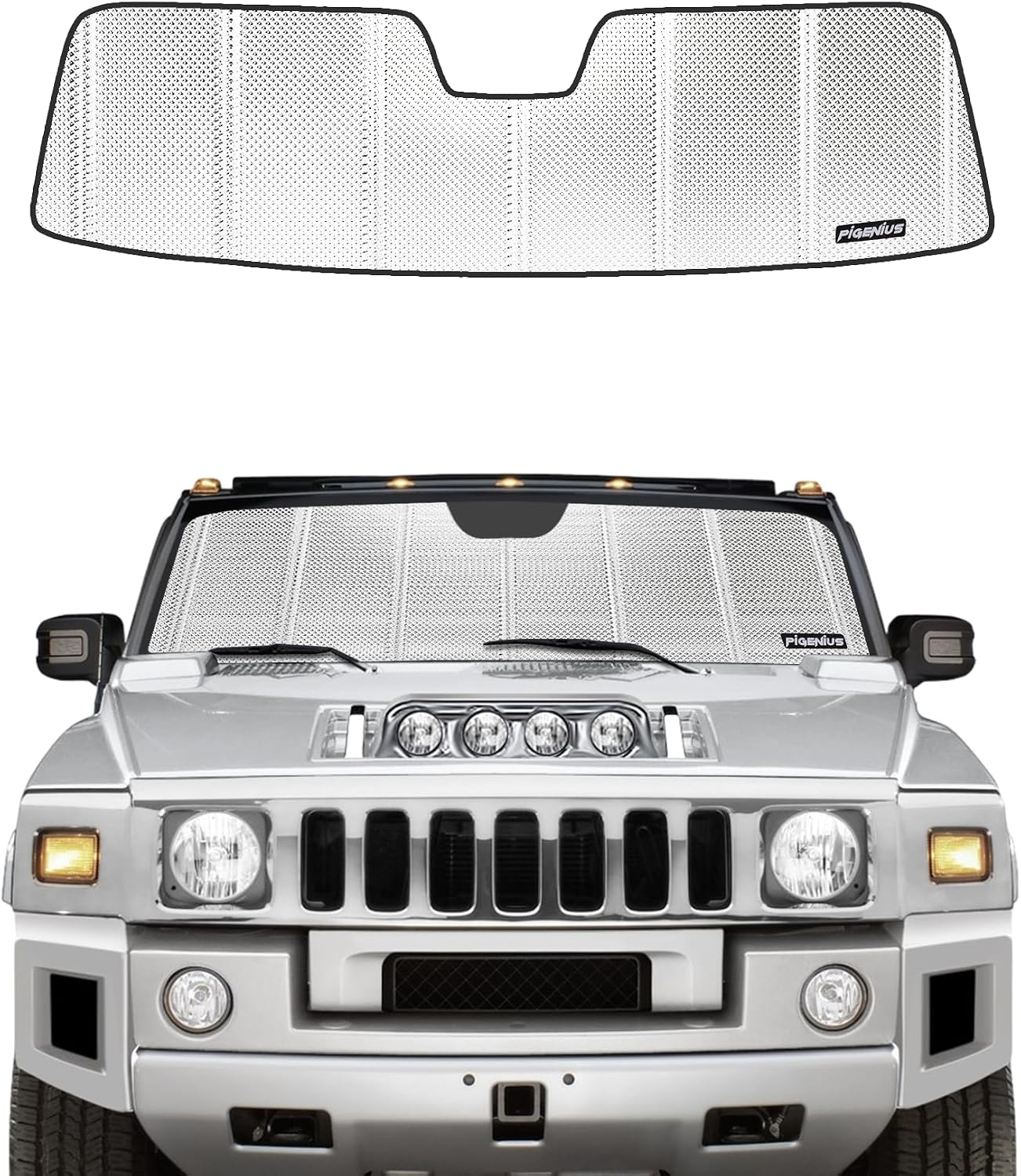 Pigenius Windshield Sun Shade for 2003-2009 Hummer H2. Front Window Sunshade with Storage Bag