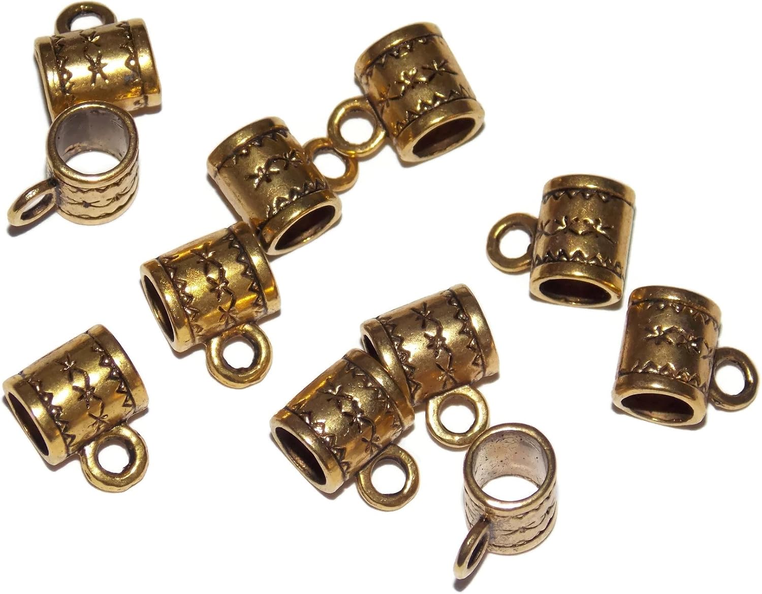 10 Pack of Paracord Bail Beads Simple Design Gold Toned