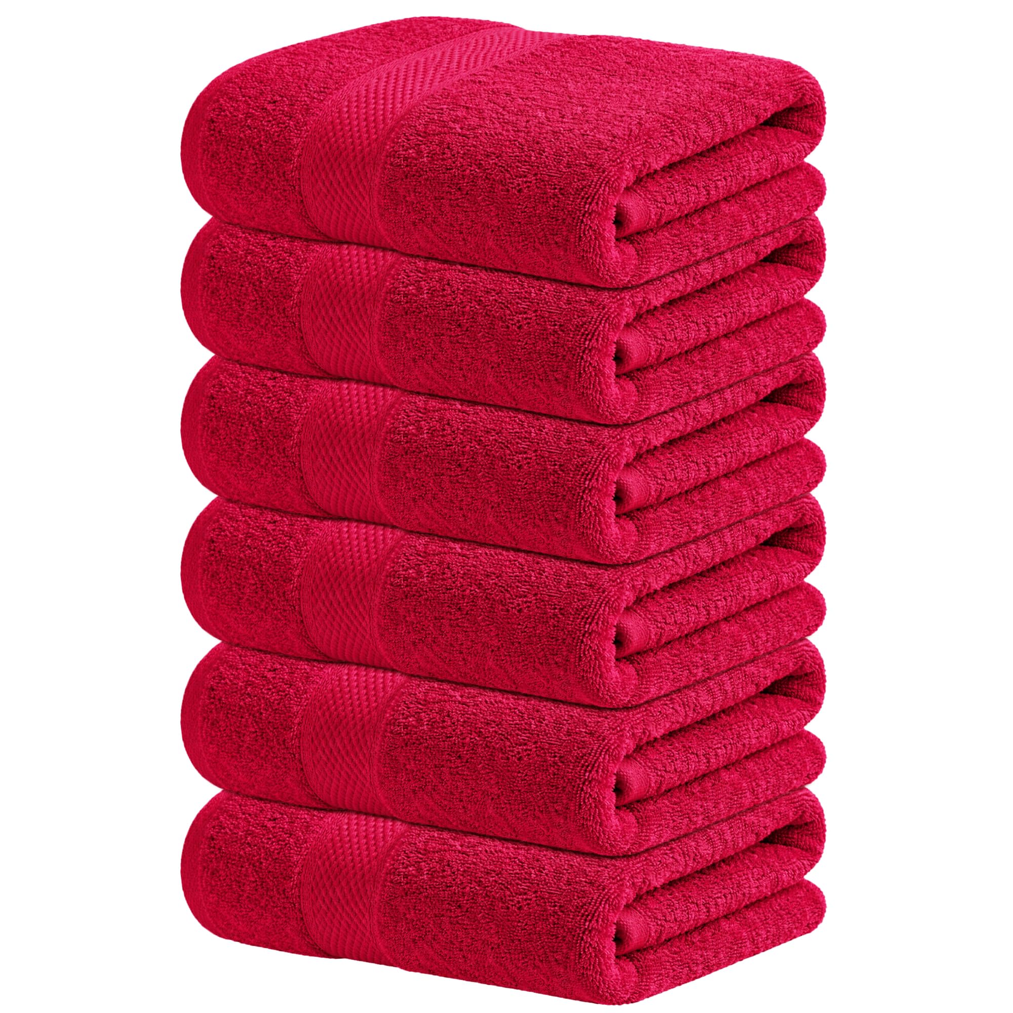 Infinitee Xclusives Set di 6 asciugamani da bagno bordeaux (40,6 x 71,1 cm) 600 g/m², 100% cotone ultra morbido, asciugatura rapida, set di asciugamani di qualità alberghiera (bordeaux)