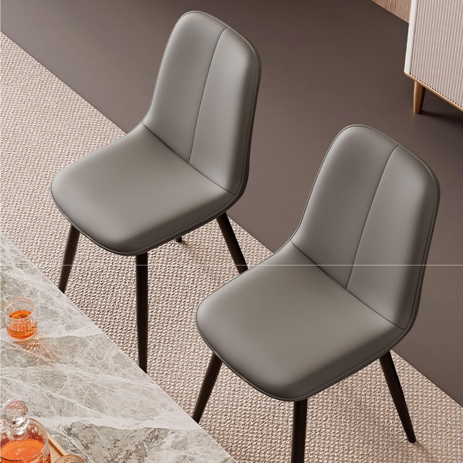 Sillas de Comedor de Respaldo Alto con Asiento ergonómico tapizado, Patas de Metal Negro, sillas auxiliares Modernas para Cocina y Sala de Estar.