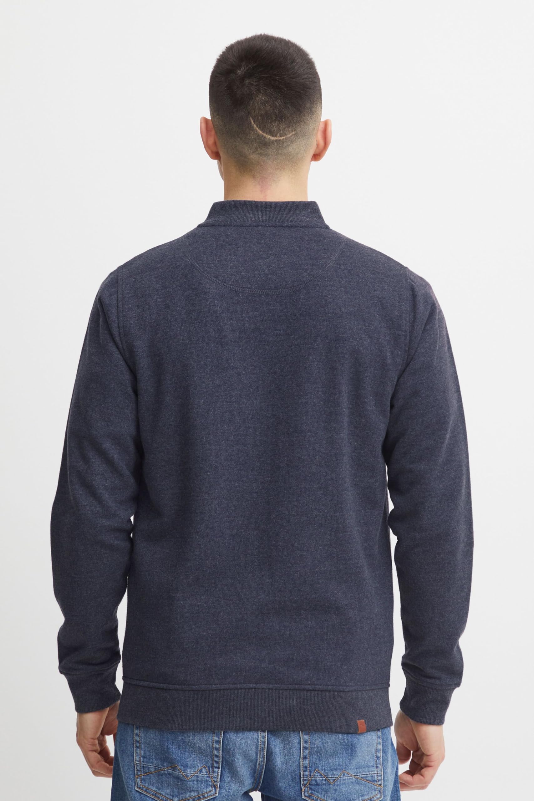 BLEND BHArco Homme Veste en Sweat College Veste Cardigan avec col Montant Court Fermeture éclair Poche Kangourou Mélange de Coton Regular Fit