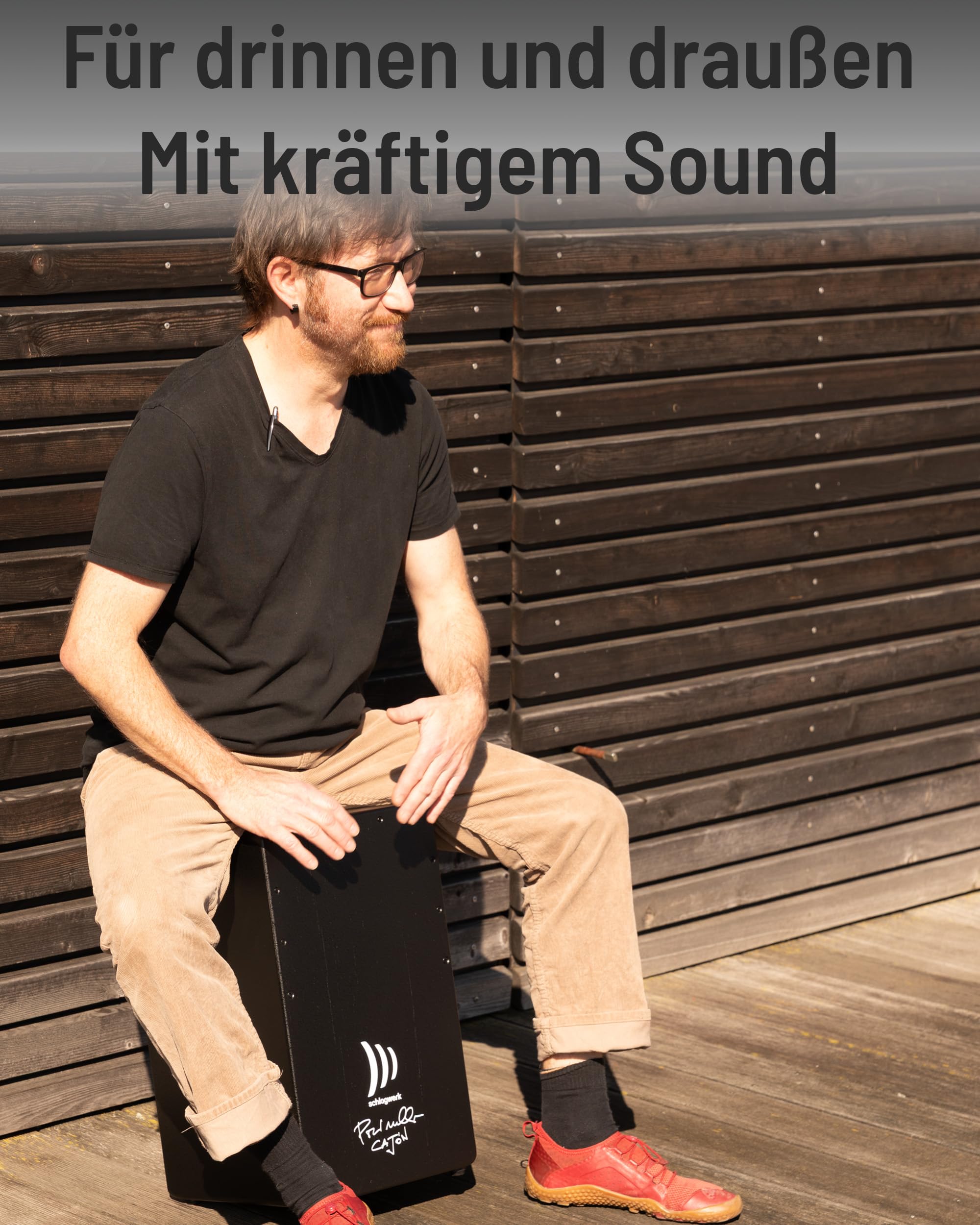 Schlagwerk CPP25 Editon Parrinello Cajon mit La Perù Technik - schwarz lackiert mit Struktur Oberfläche - stufenlos einstellbare Snare - Percussion Musik-Instrument by Giovanni Parrinello