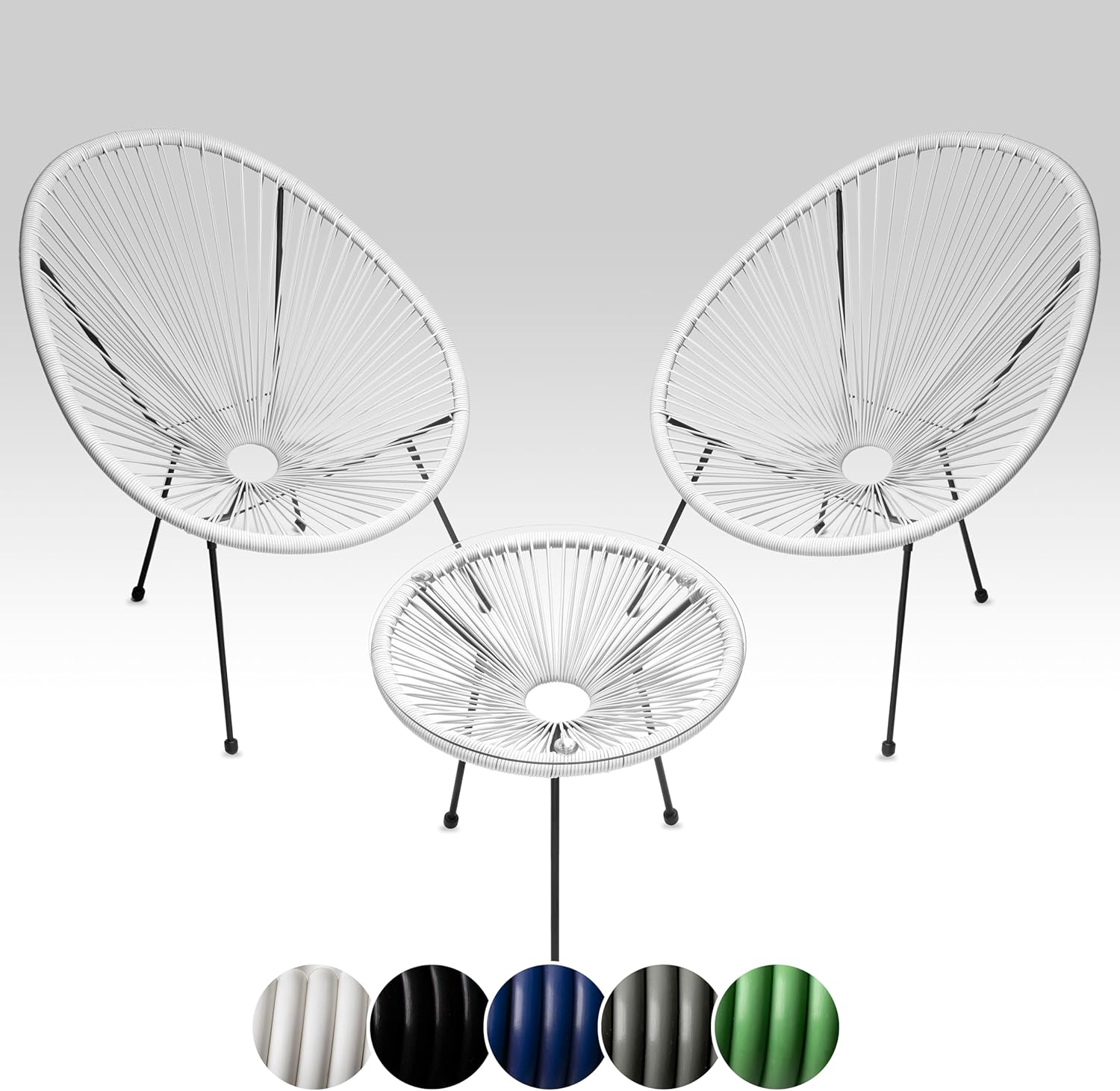 sunnypillow Set of 2 Acapulco Garden Chairs with Table, Lounge Chairs