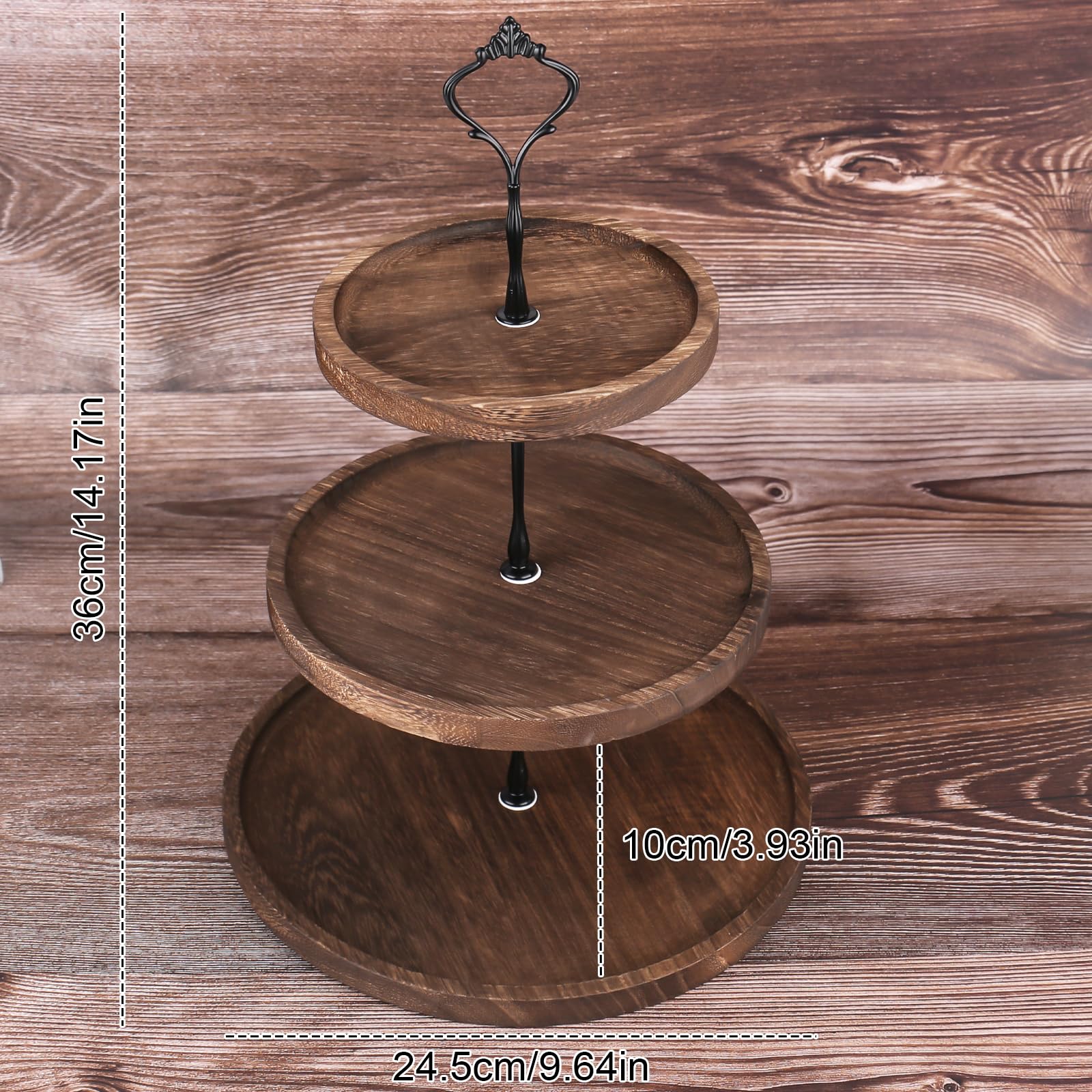 CASDUCT 3-stöckiger Tortenständer Aus Holz - Cupcake Halter Für Geburtstag & Party