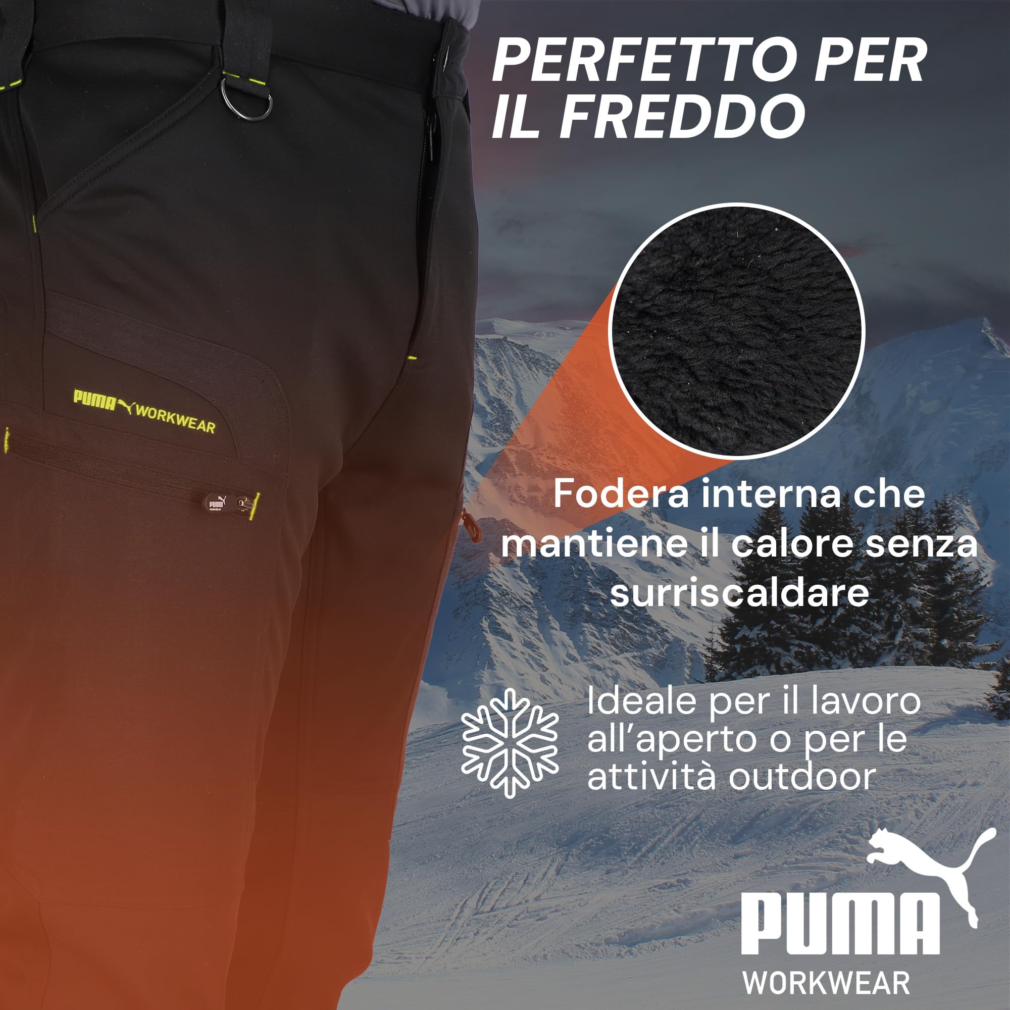 PUMA Workwear ProOne Alpine Pantaloni da uomo foderati – Pantaloni da uomo – Pantaloni da uomo – Antivento e impermeabile – Pantaloni elastici da lavoro da uomo – Pantaloni invernali da uomo