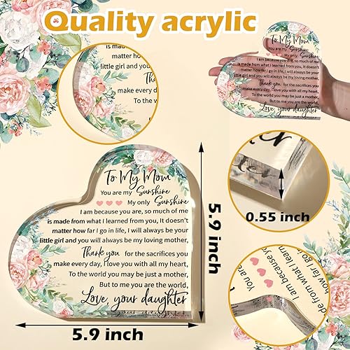 Miniatura 2 de Regalo para mamá, regalo para papá, regalo para suegra, regalo para mamá, regalo de corazón acrílico, placa para madres, papás, regalos de