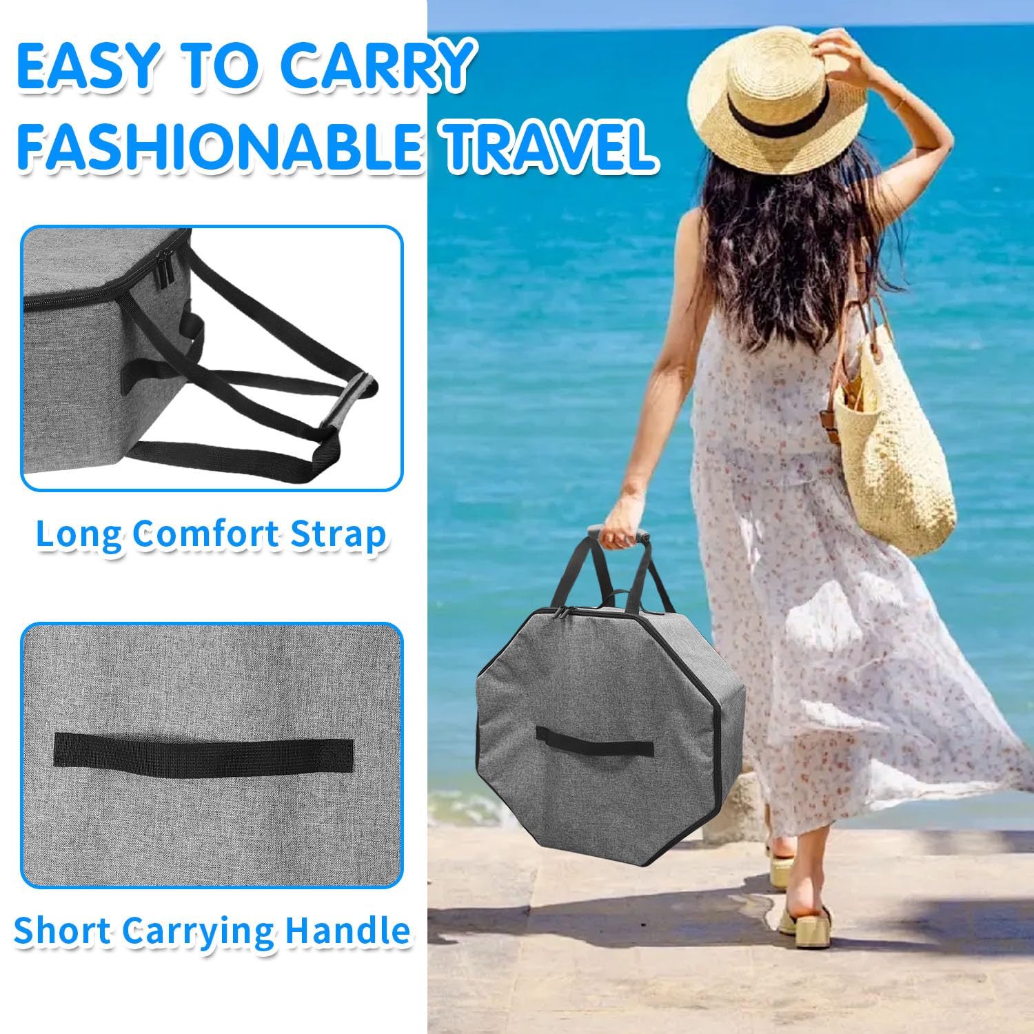 Scatola per cappelli da viaggio e conservazione, impilabile, pieghevole, per donne e uomini, con manico, risparmia spazio, viaggi con cartoncino armadio, grigio