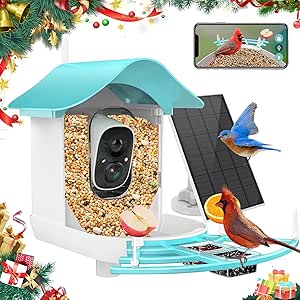 Bird Feeder with Camera Solar Powered,AI Identify Bird Species,2K HD Video Live Auto Capture Outdoor Backyard,Birdwatching,Ideal Gift for Family Birds Lovers(Blue) asin的图片