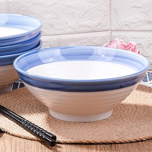 Miniatura 4 de Juego de tazones de fideos japoneses para ramen, cuencos de sopa de porcelana de 30.4 onzas (paquete de 2)