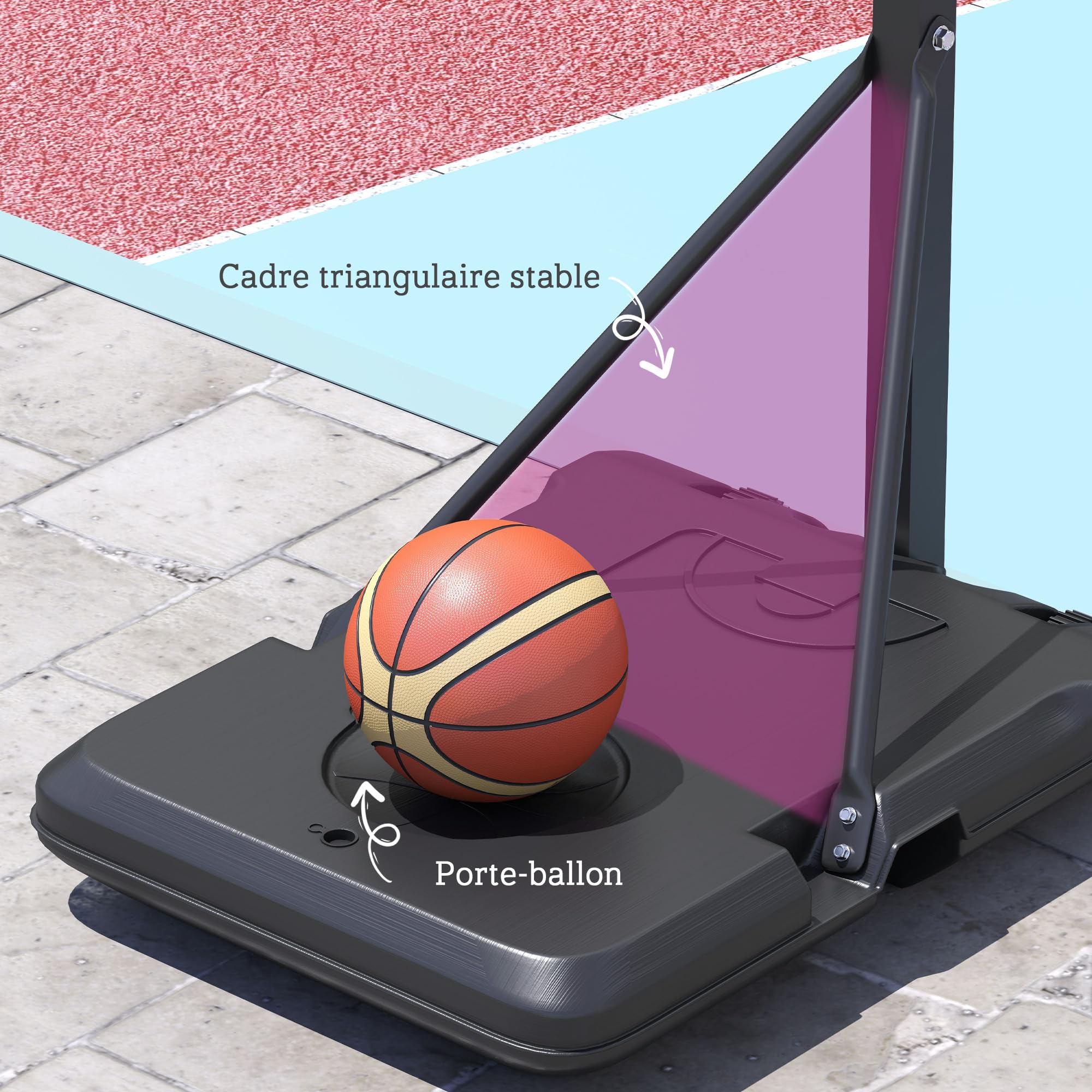 SPORTNOW Panier de Basket extérieur Hauteur réglable 146-236 cm Panier de Basket sur Pied à roulettes avec Base Stable remplissable d'eau ou de Sable pour Juniors et Adultes, Noir