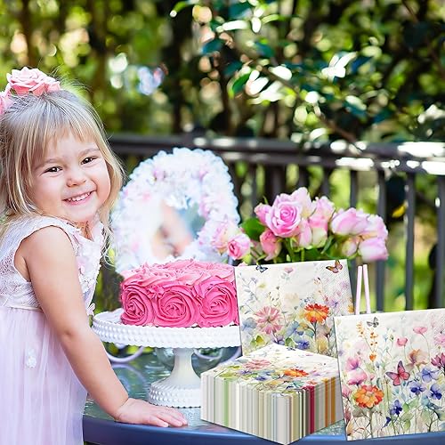 Miniatura 5 de Servilletas de flores silvestres, decoración de baby shower, boda, fiesta, servilletas de Pascua, primavera, mariposa, decoración para despedida de